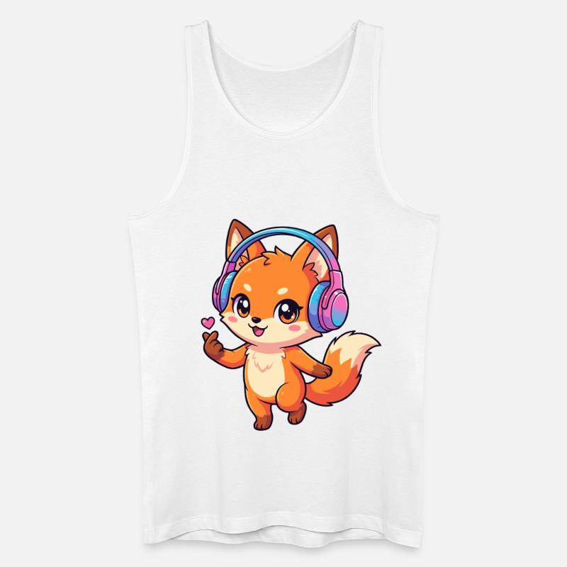 Fox Music Kopfhörer - Männer Bio Tank Top - Weiß