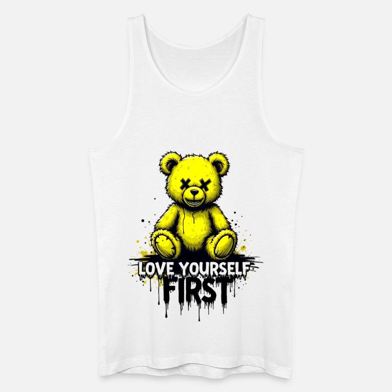 Love Yourself First Teddybär Graffiti - Männer Bio Tank Top - Weiß