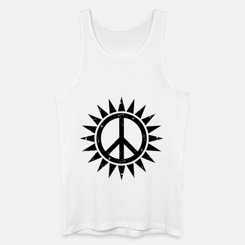 Friedenssymbol in einer Sonne mit Grunge-Effekt - Männer Bio Tank Top - Weiß