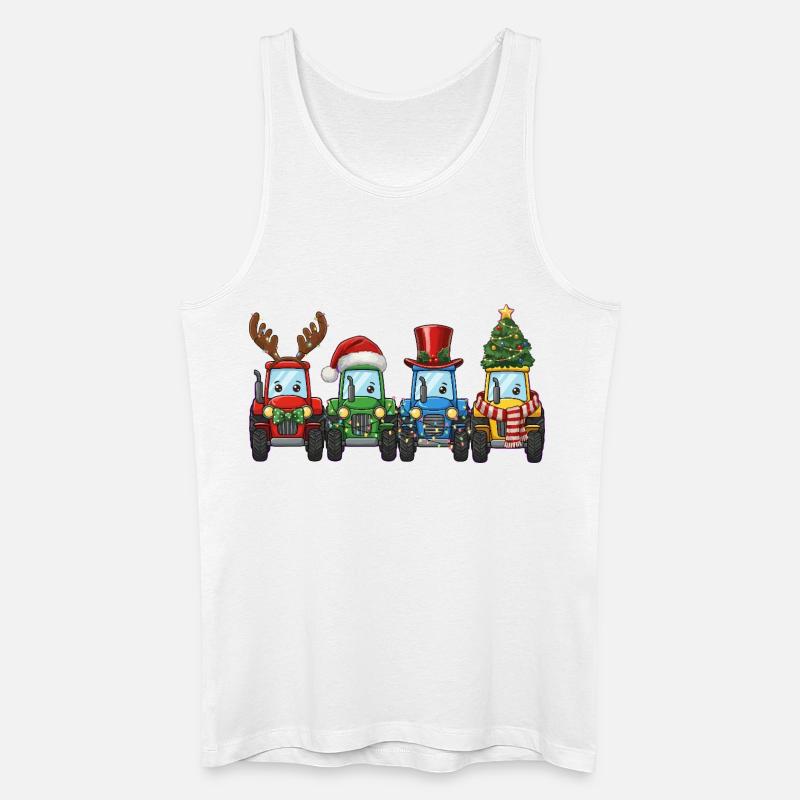 Traktor Weihnachtsmann Weihnachtsbeleuchtung  - Männer Bio Tank Top - Weiß