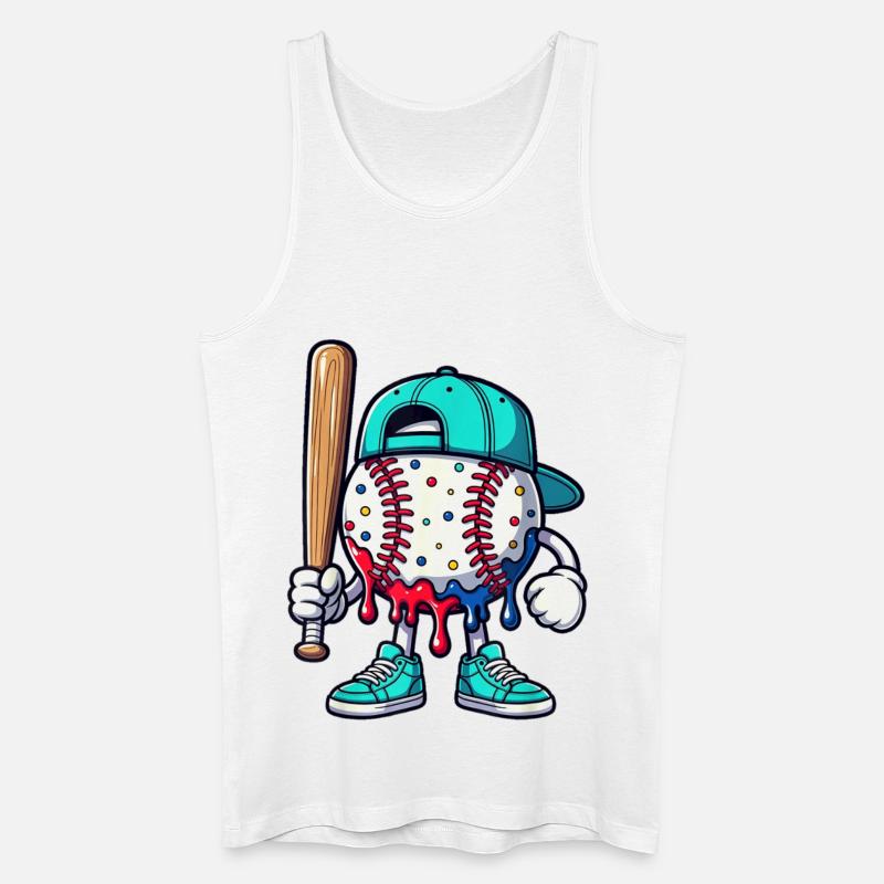 Schmelzendes Baseball-Maskottchen mit Schläger - Männer Bio Tank Top - Weiß