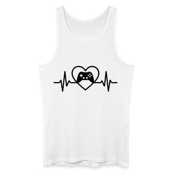 Herz Gaming – Controller Stil Gamer - Männer Bio Tank Top - Weiß - Vorne