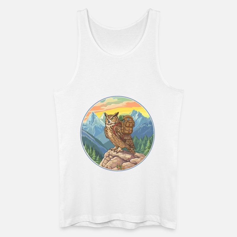 Niedliche Eulenwanderung Camping Bergabenteuer - Männer Bio Tank Top - Weiß