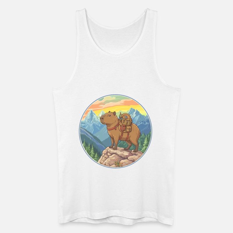 Niedliche Kapybara Wandern, Camping Bergabenteuer - Männer Bio Tank Top - Weiß