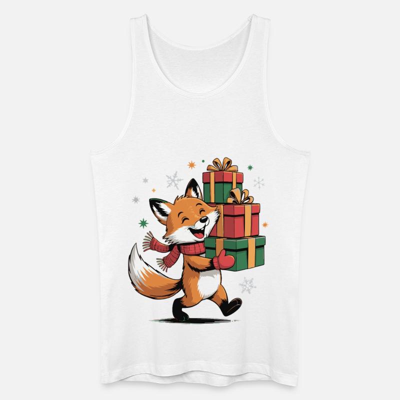 Fuchs mit Weihnachtsgeschenken - Männer Bio Tank Top - Weiß