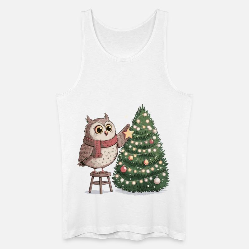 Eule schmückt Weihnachtsbaum - Männer Bio Tank Top - Weiß
