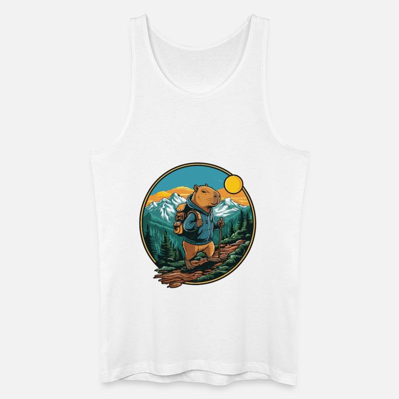 Niedliche Kapybara Wandern, Camping Bergabenteuer - Männer Bio Tank Top - Weiß