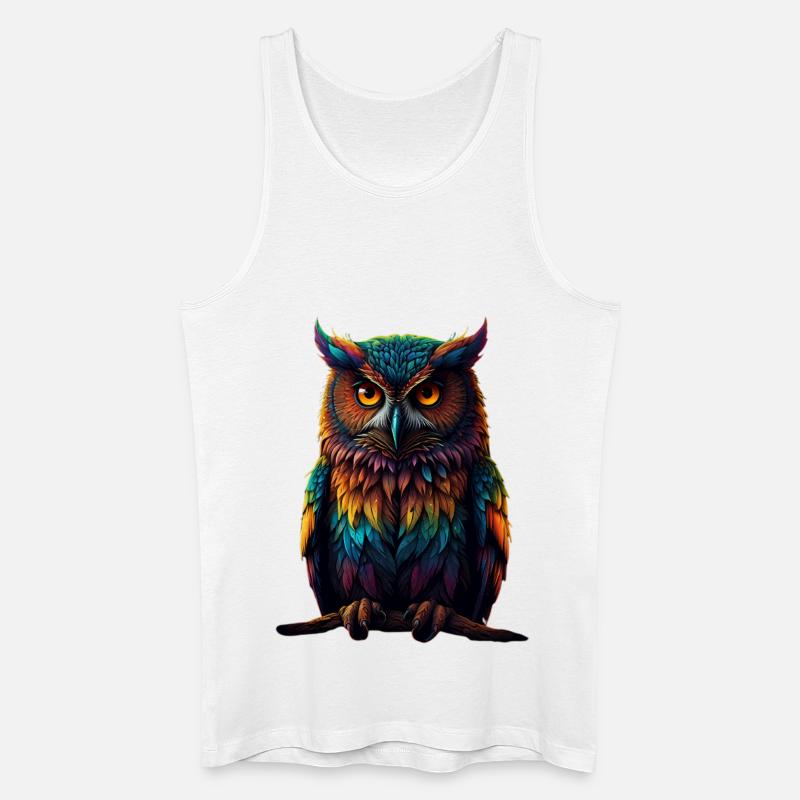 Bunte Eulenfedern Neonaugen - Männer Bio Tank Top - Weiß