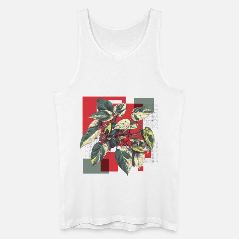 Philodendron Variegata – Pop Art Pflanzenkunst - Männer Bio Tank Top - Weiß