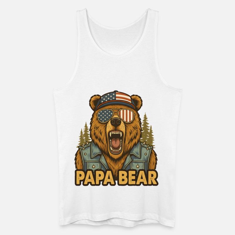 Papa Bear - Männer Bio Tank Top - Weiß