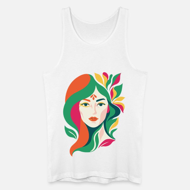 Lebendiges, abstraktes Blumenporträt einer Dame - Männer Bio Tank Top - Weiß