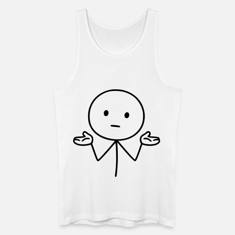 Strichmännchen Schulterzucken Achselzucken  - Männer Bio Tank Top - Weiß