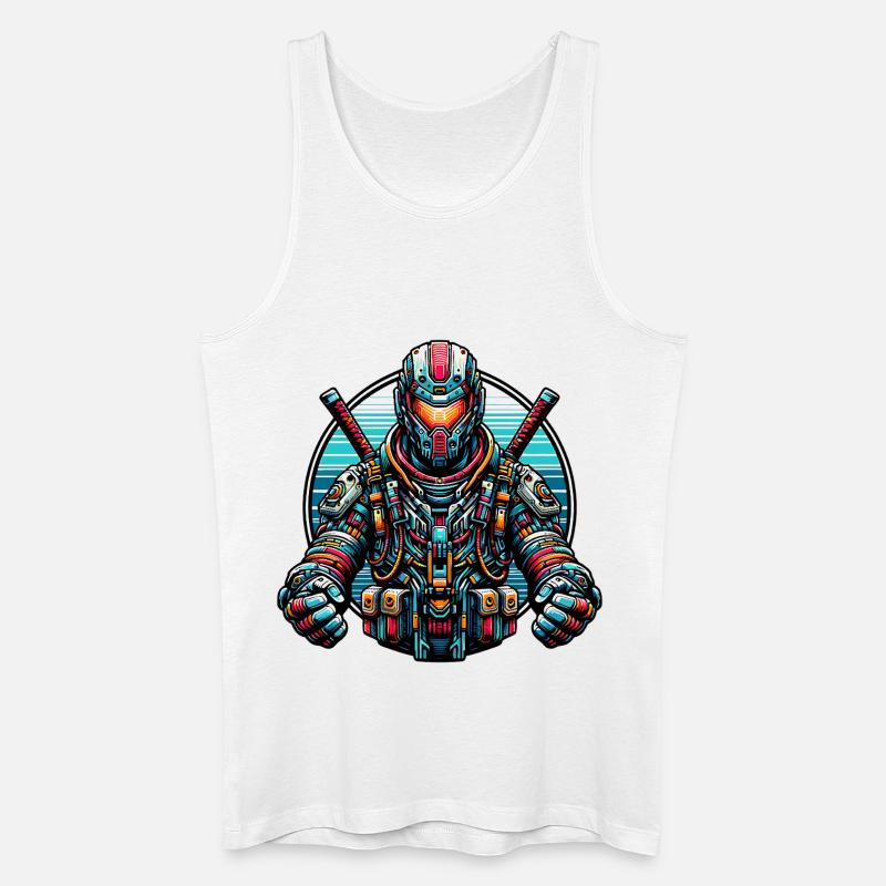Robot Samurai - Männer Bio Tank Top - Weiß