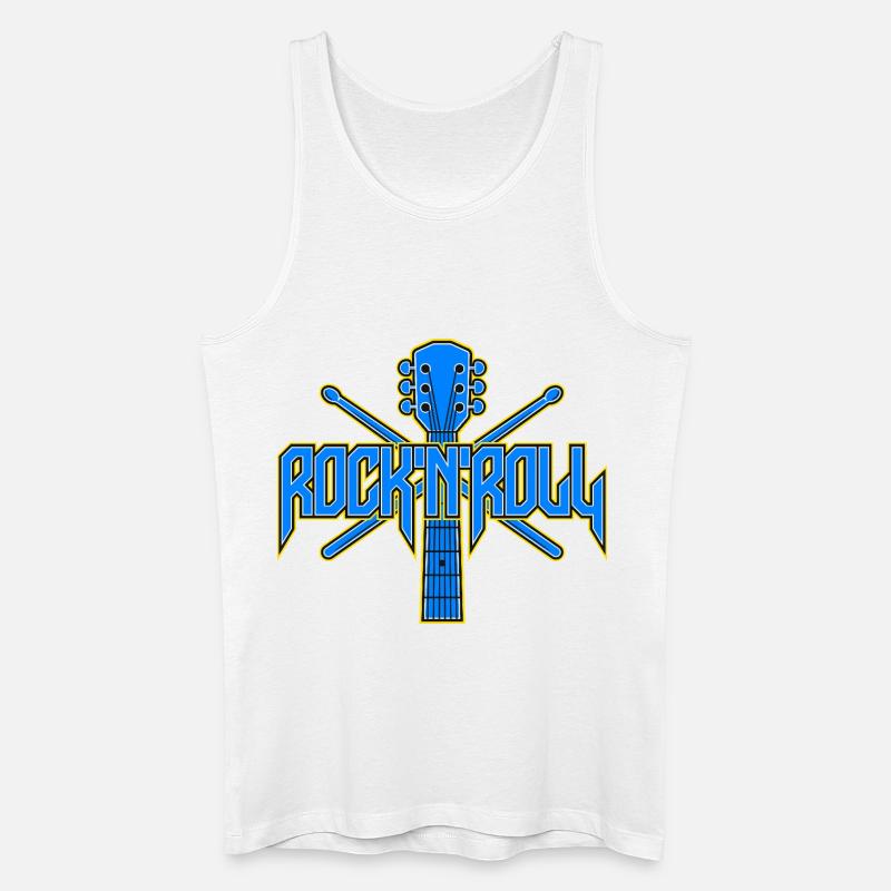 Rock & Roll Gitarrenemblem - Männer Bio Tank Top - Weiß