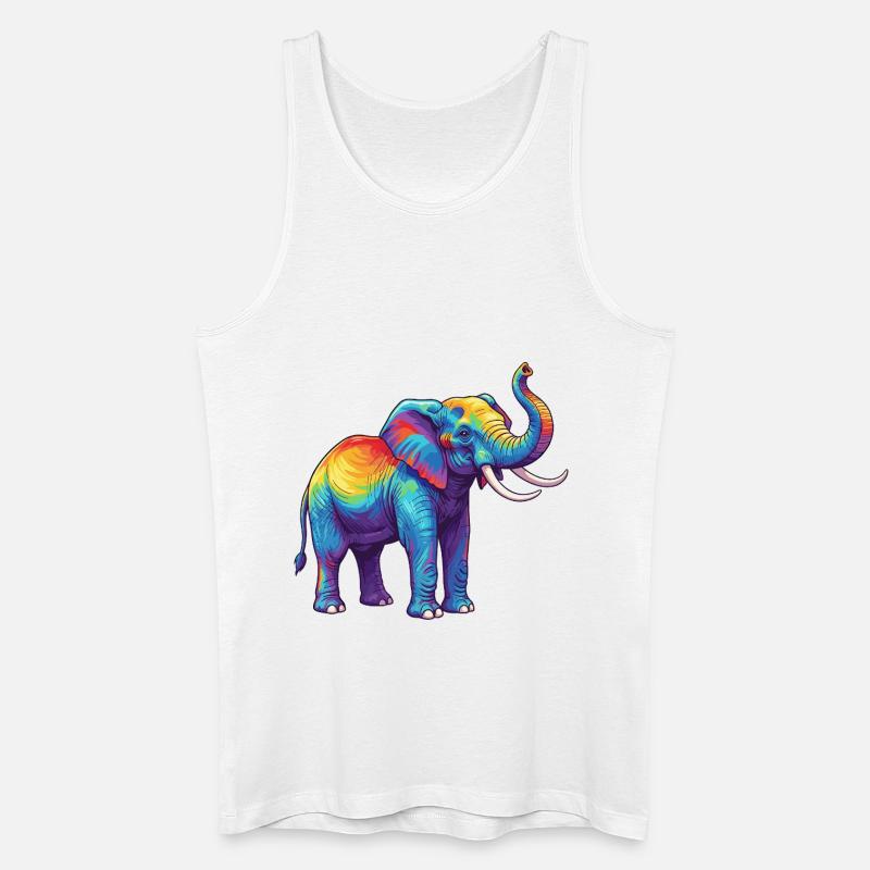Bunte Elefanten-Regenbogen-Pop-Art-Aquarell - Männer Bio Tank Top - Weiß