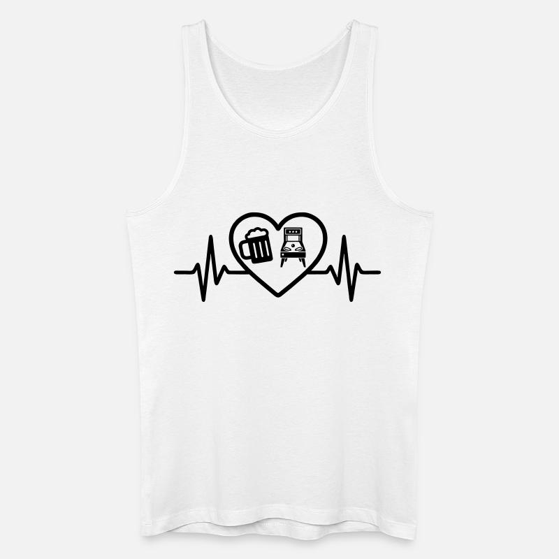 Herz Bier Flipper Humor - Männer Bio Tank Top - Weiß