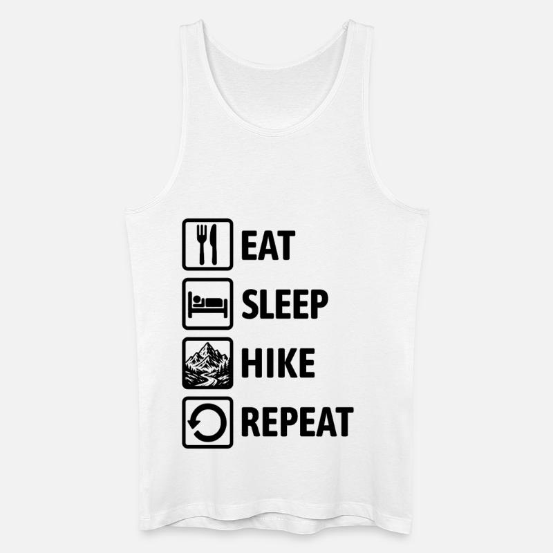 Eat Sleep Hike Repeat - Wandern - Berge - Männer Bio Tank Top - Weiß