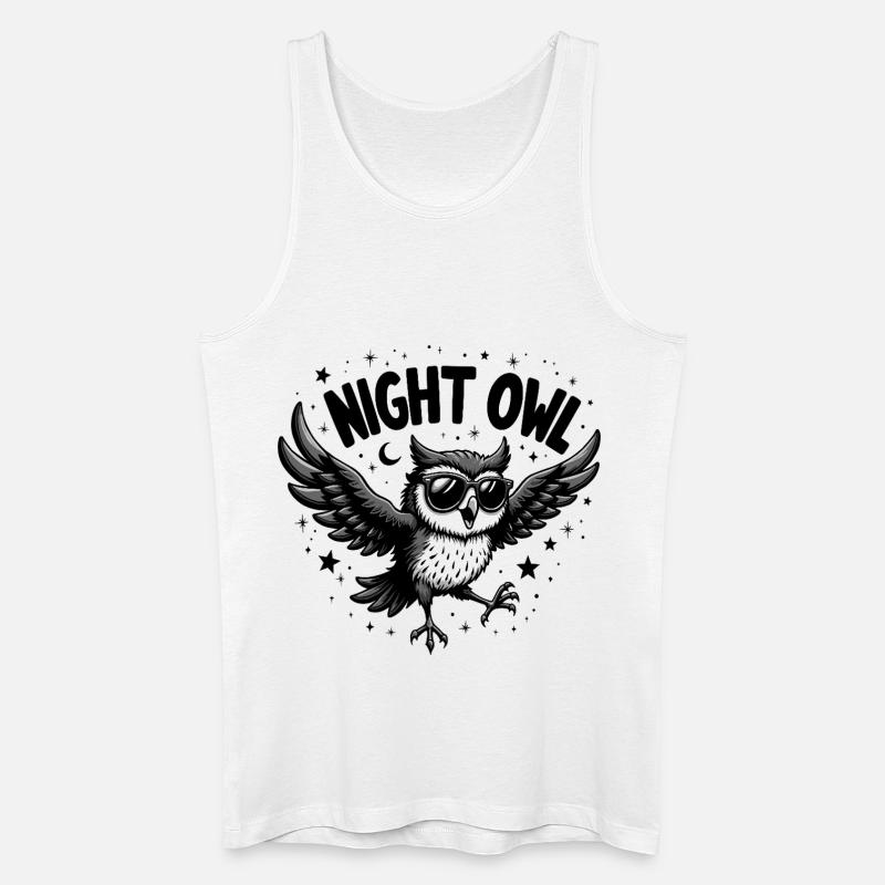 Night Owl Eule mit Sonnenbrille - Männer Bio Tank Top - Weiß