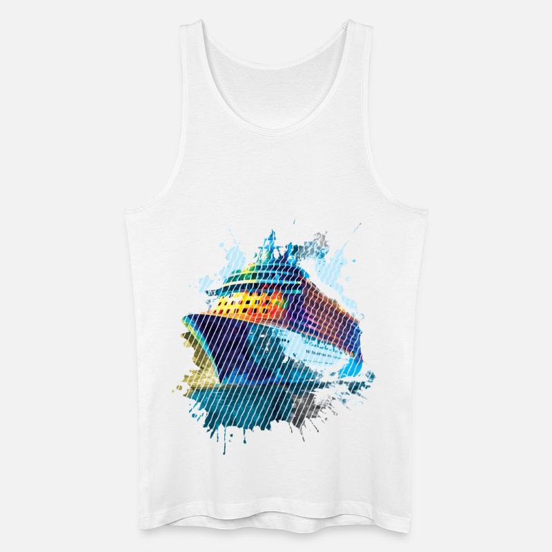 Schiff in buntem Aquarell - Männer Bio Tank Top - Weiß