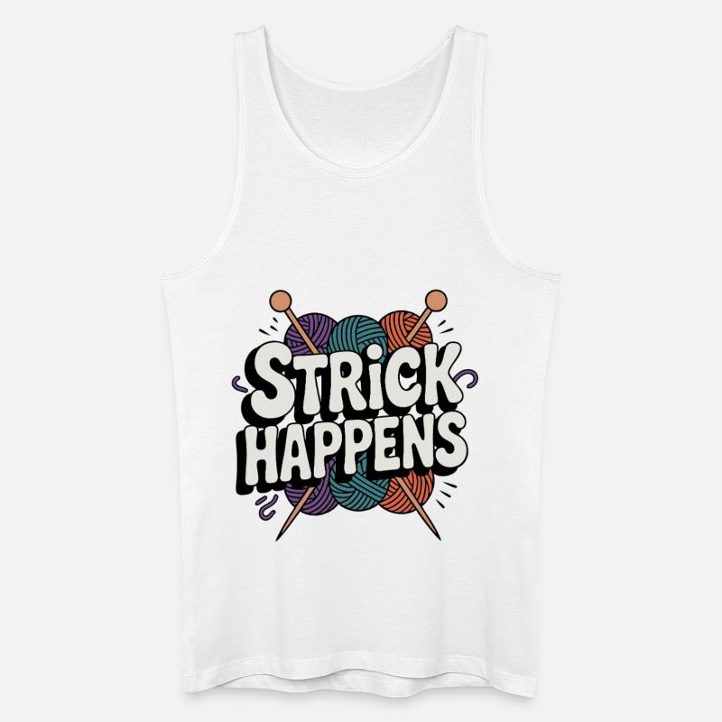 Strick Happens lustiges Strickmotiv bunt - Männer Bio Tank Top - Weiß