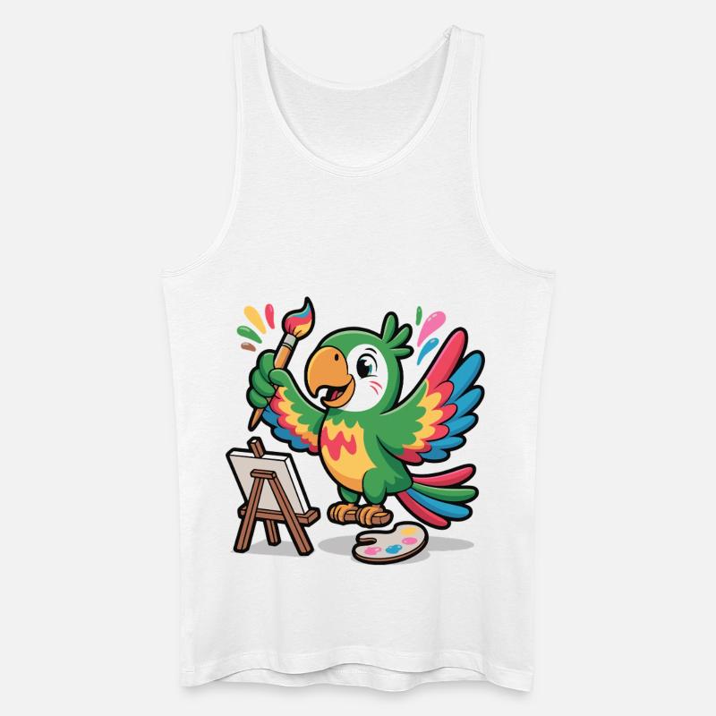 Bunter Papagei mit Pinsel - Männer Bio Tank Top - Weiß