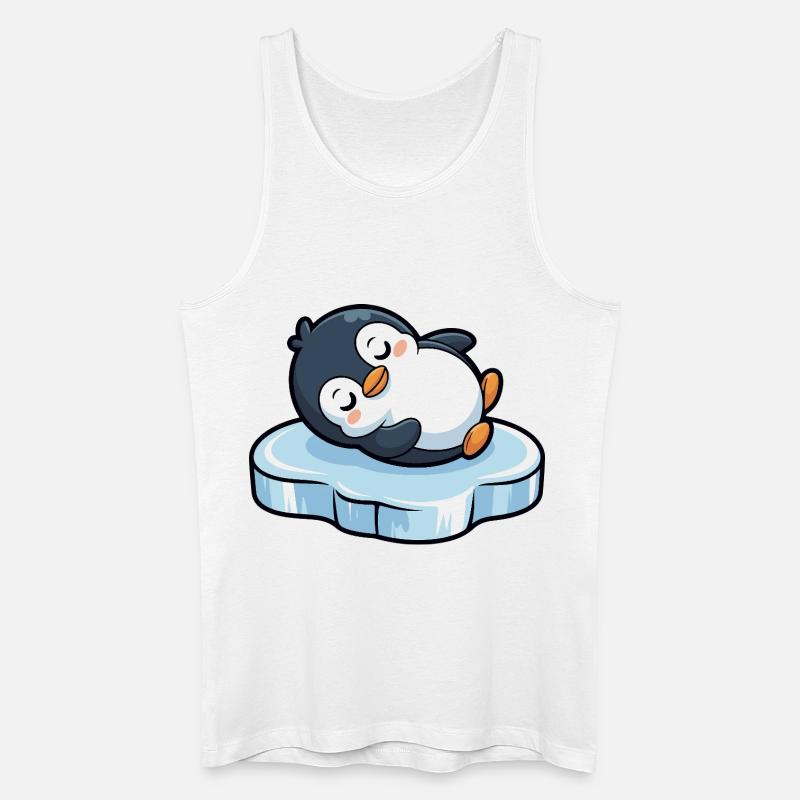 Schlafender Pinguin auf Eis - Männer Bio Tank Top - Weiß