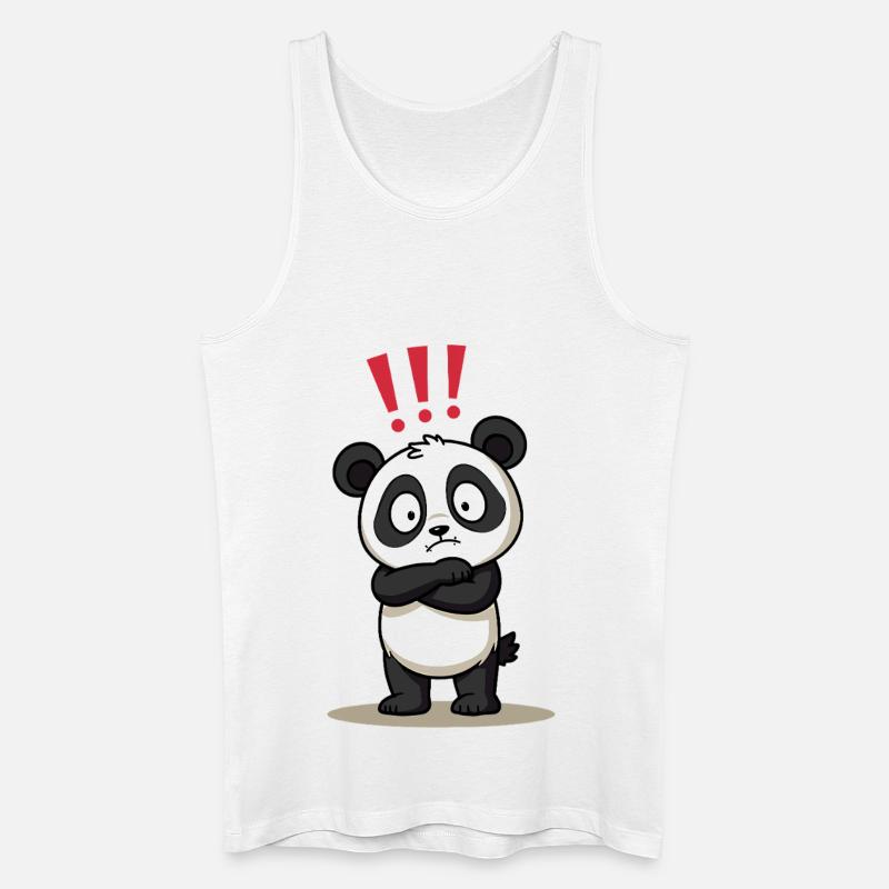 Skeptischer Panda mit Ausrufezeichen Humor - Männer Bio Tank Top - Weiß
