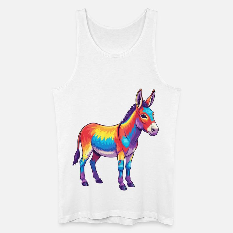 Bunte Eselregenbogen-Pop-Art-Aquarell - Männer Bio Tank Top - Weiß
