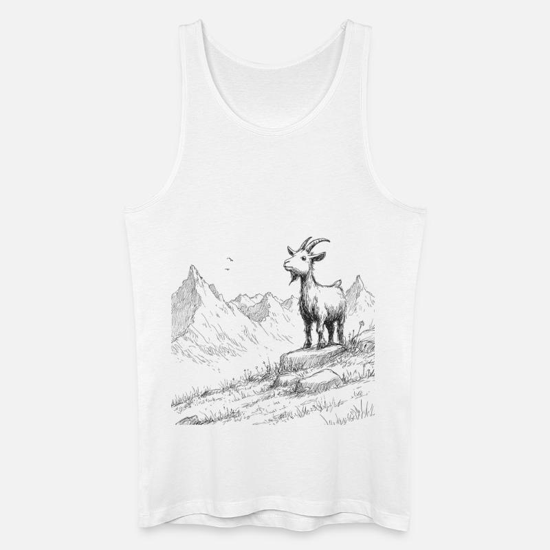 Alpengipfel mit Ziege - Männer Bio Tank Top - Weiß