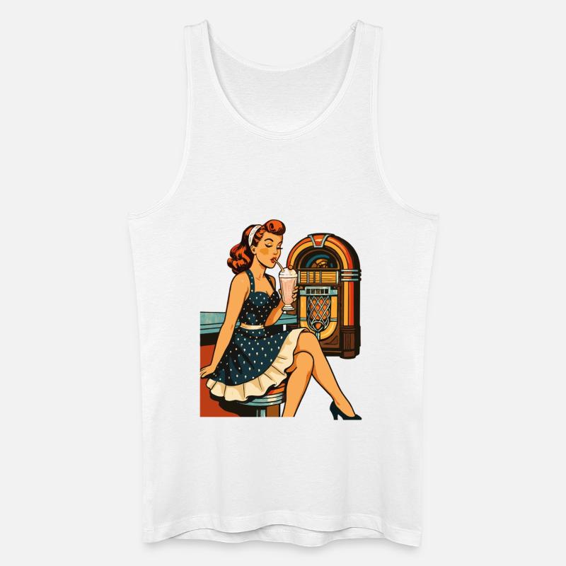 Rockabilly 50er Diner Milchshake Jukebox Retro  - Männer Bio Tank Top - Weiß