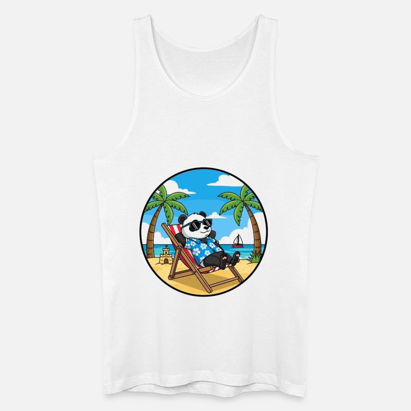Coole Panda Beach Vacation Summer Vibes - Männer Bio Tank Top - Weiß
