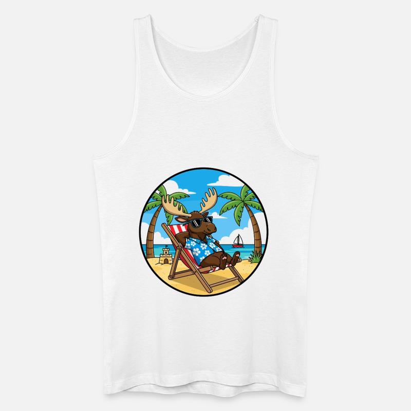 Coole Moose Beach Vacation Summer Vibes - Männer Bio Tank Top - Weiß