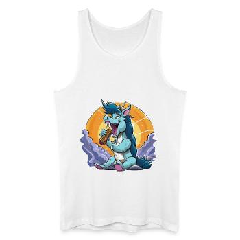 Blauer Drachen-Sänger vor Sonnenkreis - Männer Bio Tank Top - Weiß - Vorne