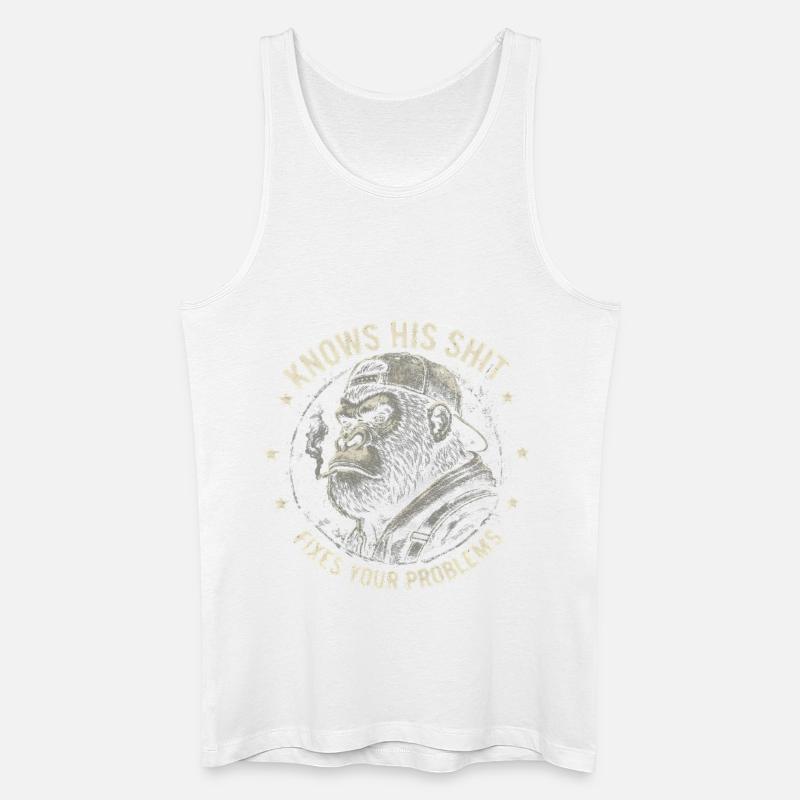 Gorilla Fixer: Problem-Solver Attitude - Men’s Organic Tank Top - white