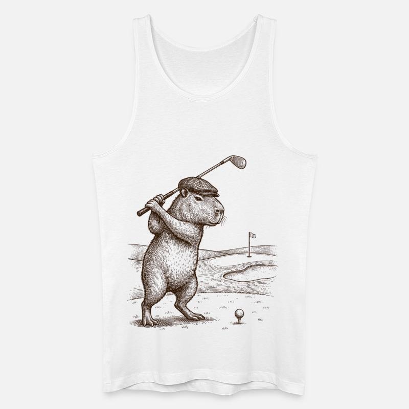Lustiger Capybara spielender Golfer - Männer Bio Tank Top - Weiß