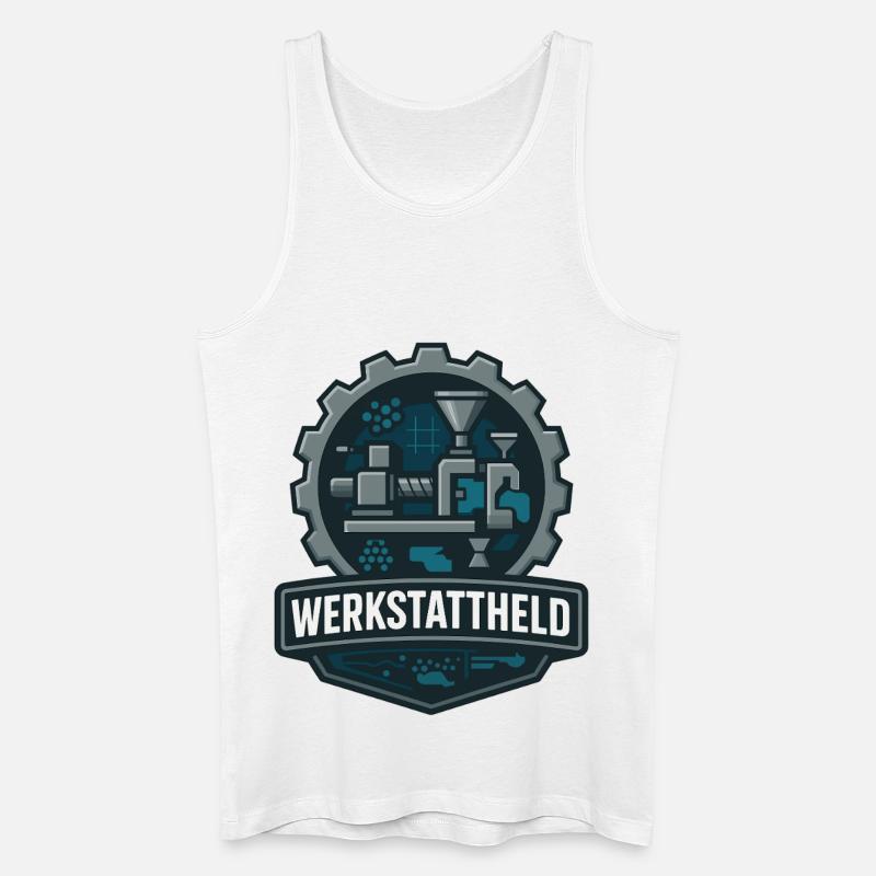 werkstattheld, kunststoff maschine - Männer Bio Tank Top - Weiß