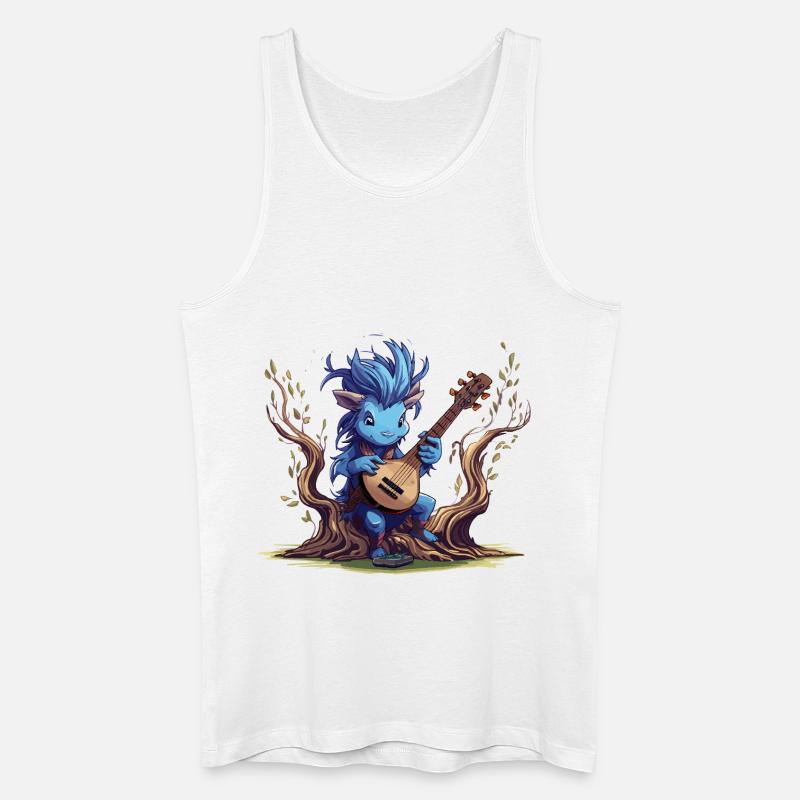 Blauer Kobold mit Laute im Wald - Männer Bio Tank Top - Weiß