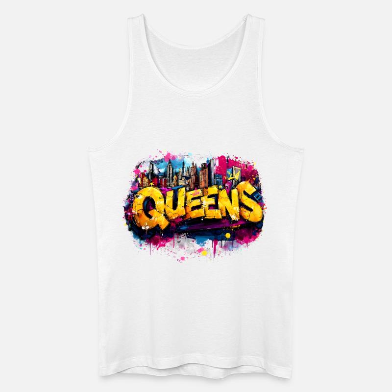 Queens Graffiti Skyline Farbexplosion - Männer Bio Tank Top - Weiß
