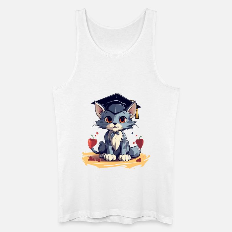 Abschluss Katze mit Graduationskappe - Männer Bio Tank Top - Weiß