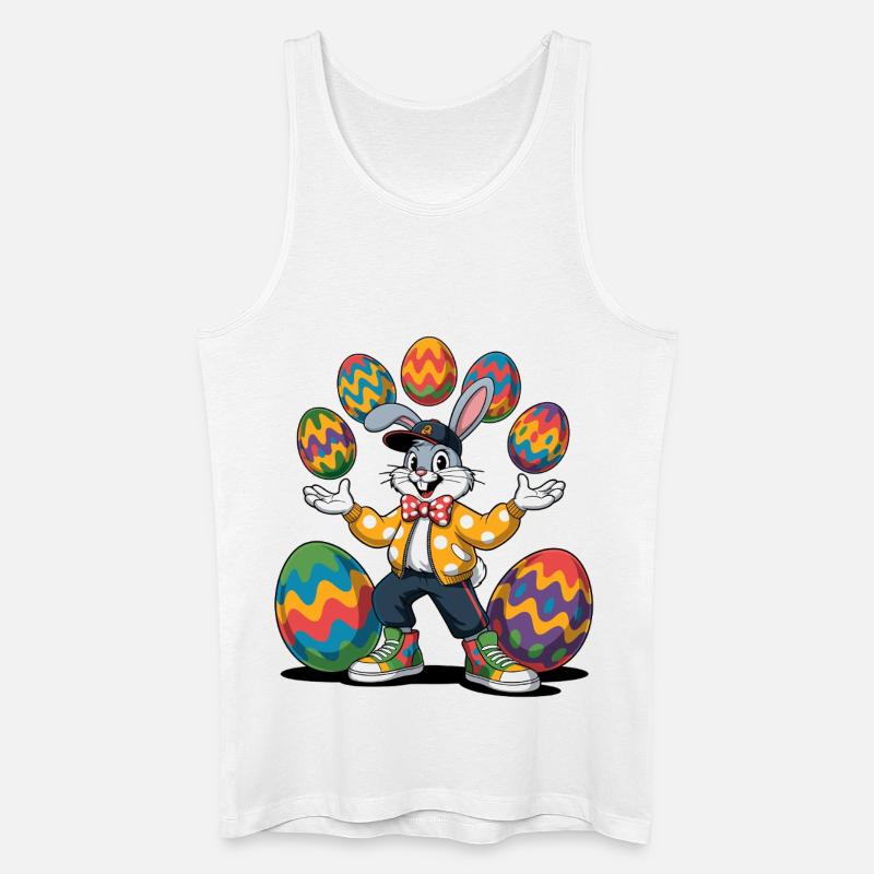 Bunter Osterhase mit farbigen Eiern - Männer Bio Tank Top - Weiß