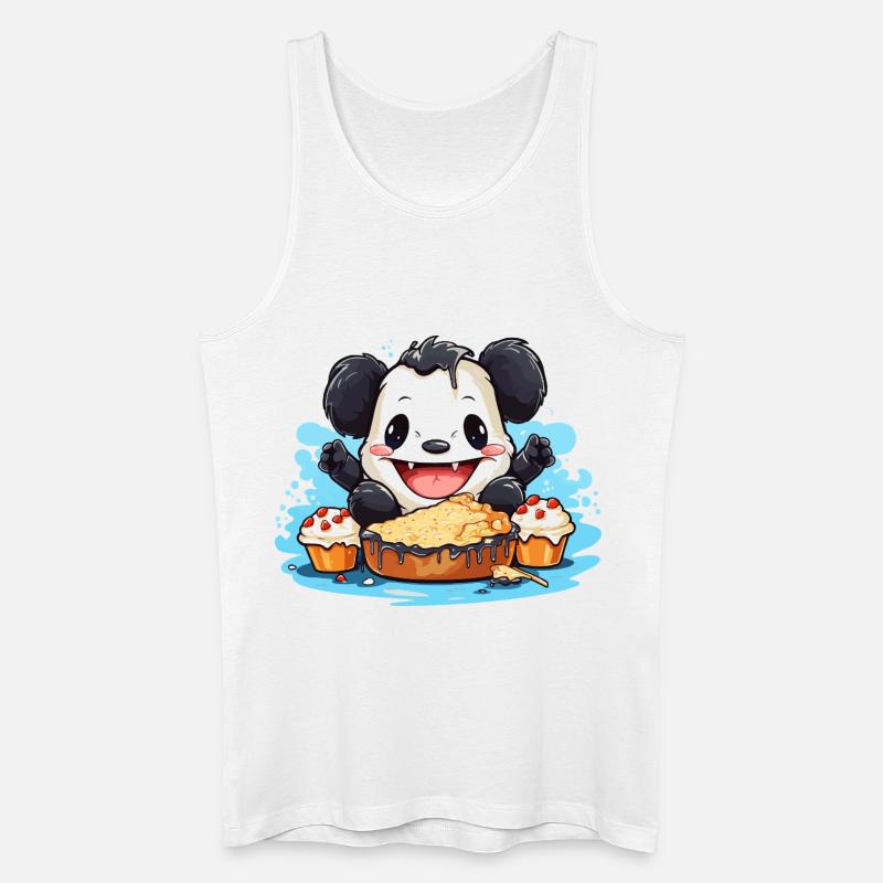 Kawaii Panda mit Kuchenfest - Männer Bio Tank Top - Weiß