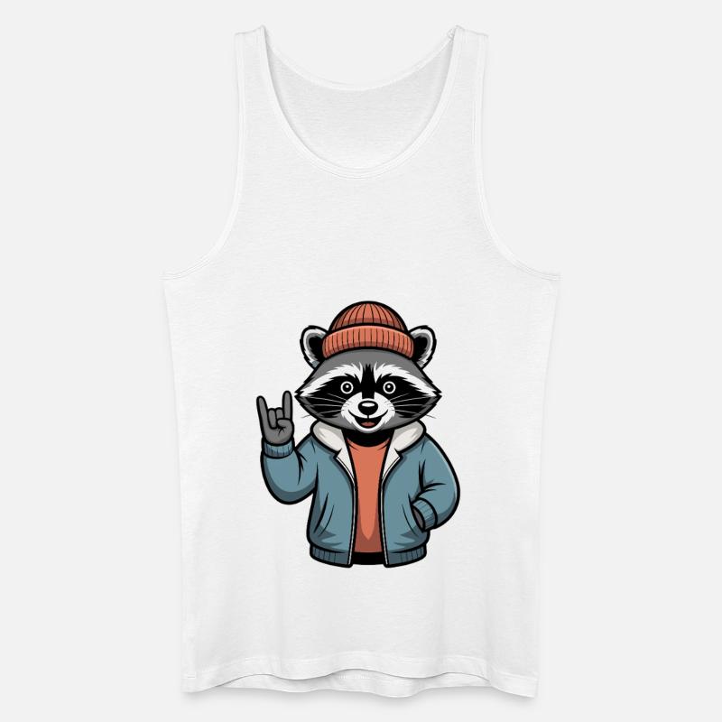 Rocker Waschbär - Männer Bio Tank Top - Weiß