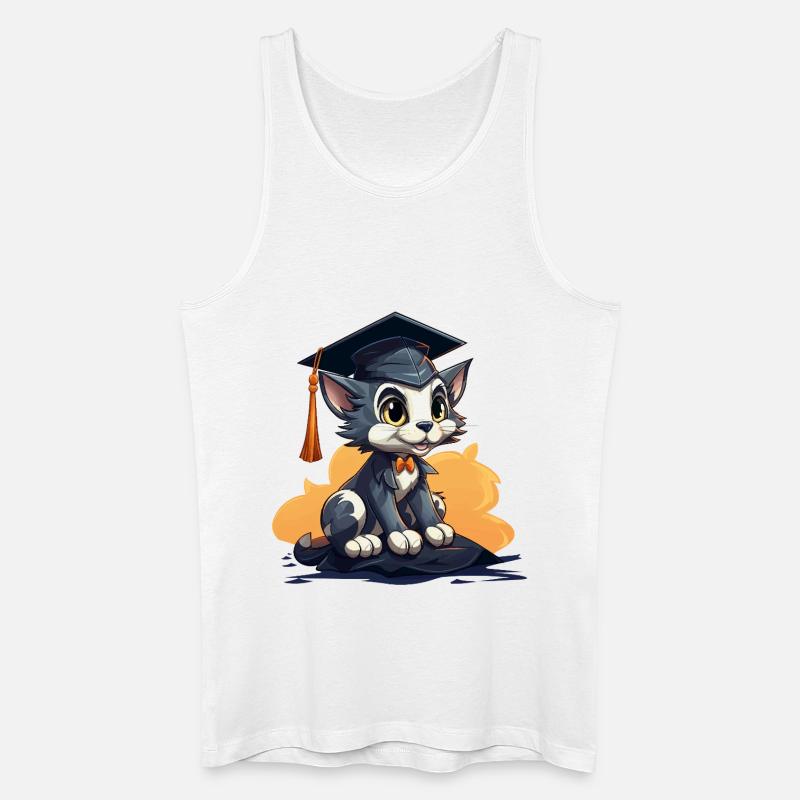 Kätzchen mit Abschlussmütze - Männer Bio Tank Top - Weiß