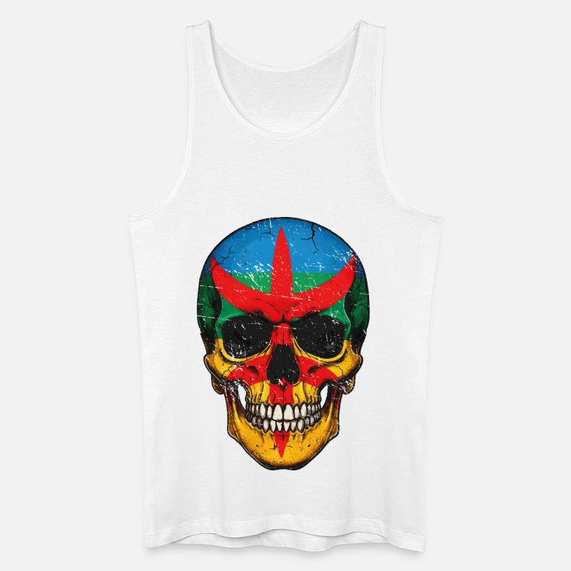 Bunte Berberflaggen-Schädel – Berber-Schädel - Männer Bio Tank Top - Weiß
