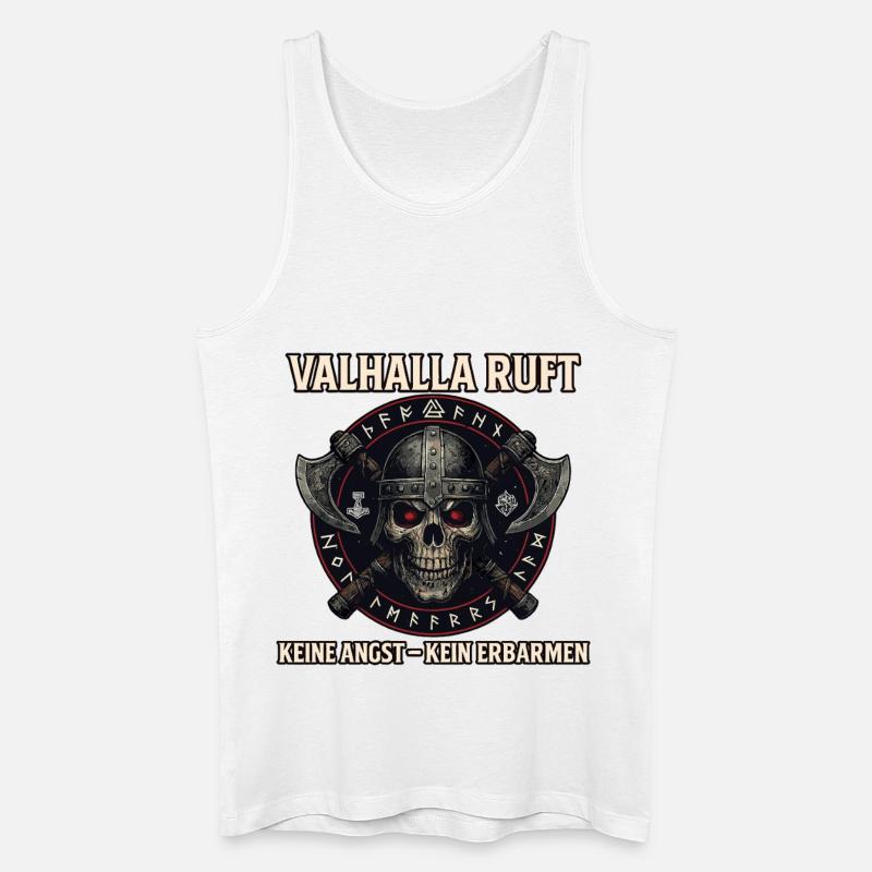 Valhalla Ruft Wikinger Runen Nordisch  - Männer Bio Tank Top - Weiß