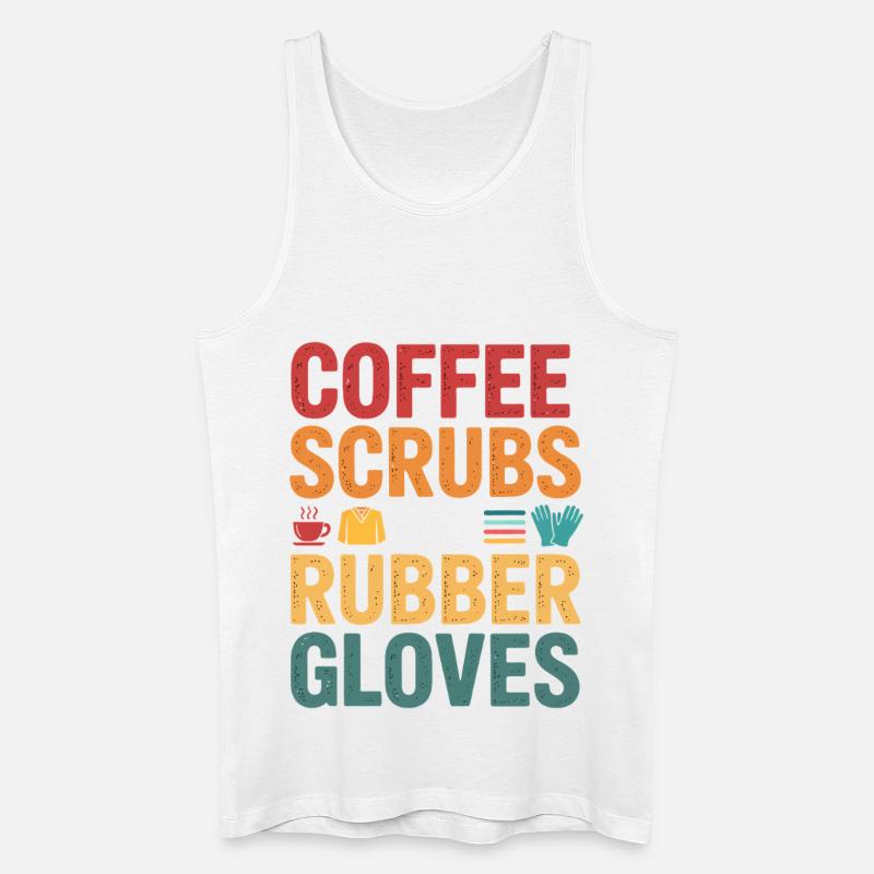 Kaffee Scrubs und Gummi Handschuhe - Männer Bio Tank Top - Weiß