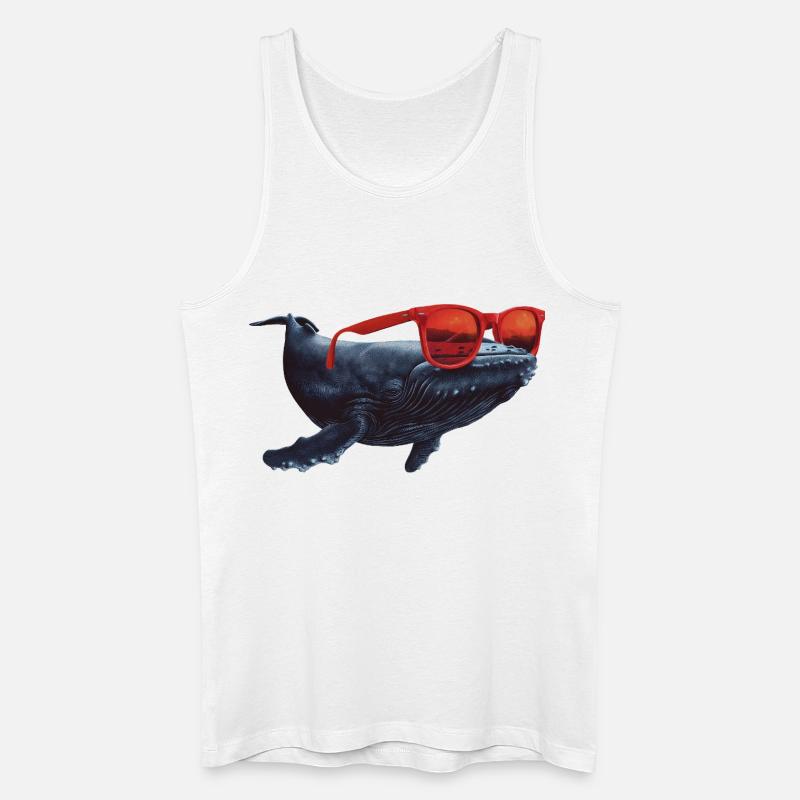 Wal mit Sonnenbrille - Männer Bio Tank Top - Weiß