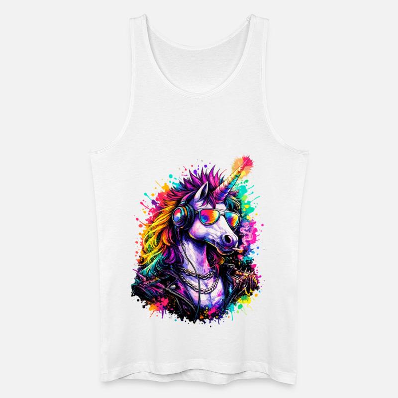 Cooles Einhorn DJ mit Kopfhörern - Männer Bio Tank Top - Weiß