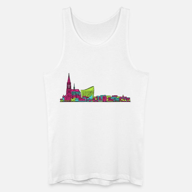 Straßburger Skyline Kathedrale Linienkunst - Männer Bio Tank Top - Weiß