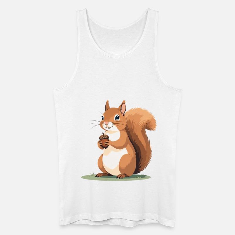 Eichhörnchen mit Eichel Karikatur - Männer Bio Tank Top - Weiß